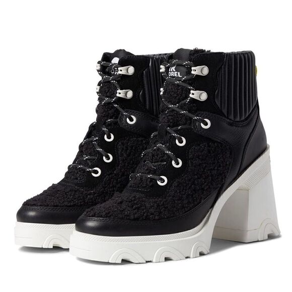 Sorel BREX Heel Cozy Lace Womens Size 9.5 Black/Sea Salt Waterproof Boots NEW - Picture 5 of 16